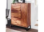 Massivholz Schuhschrank 90Cm Sheesham Schuhkipper Schuhkommode FüR Garderobe Flur Schuhregal