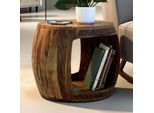 Beistelltisch Ø 50Cm Sheesham Massivholz Rund Ablage Couchtisch Wohnzimmertisch