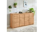 Sideboard Otto Home "Burani", Braun (Eiche Teilmassiv), B:164Cm H:80Cm T:35Cm, Fsc-Zertifiziertes Teilmassives Holz, Sideboards, Sideboard, Grifflose Optik