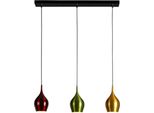 Searchlight Pendelleuchte "Vibrant 3Lt Pendelleuchte - Buntes Metall", Mattschwarz, Weinrot, Goldfarben, GrüN, Weiß, H: 25,5Cm, 1 Stk., Leuchten, Pendelleuchte