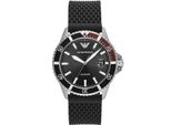 Die Emporio Armani Herrenuhr Ist Das Perfekte Geschenk, Um Sich Selbst Oder Einen Geliebten Menschen Zu VerwöHnen. Das Runde GehäUse Aus Edelstahl Wird Von Einem Hochwertigen Quarzwerk Mit Analogem Stil Angetrieben. Diese Taucheruhr Hat Einen Durchmesser Von 42 Mm. Das Schwarze Silikonarmband Mit DornschließE Macht Sie Zu Einer Angenehm Zu Tragenden Uhr. Bei 10 Bar Ist Diese Uhr Nicht Nur Modisch,