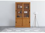 Vitrine Otto Home "SchröDer", Beige (Natur Gebeizt, Gewachst), B:114Cm H:190Cm T:40Cm, Mdf, Massivholz, SchräNke, Vitrine, Mit 2+2 SchiebetüRen, Aus Massivem Kiefernholz, Breite 114 Cm, Topseller