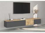 Lowboard Otto Home "Iseo, Tv-Kommode,Tv-MöBel,Tv-Bank, 3 FäCher, Breite 200 Cm", Anthrazit, Eiche Wotan, B:200Cm H:30Cm T:35Cm, Sideboards, Lowboard, Stehend/HäNgend, 1 Klappe, 2 TüRen, 3 FäCher, Breite 200 Cm