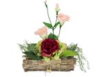 Kunstpflanze I.Ge.A. "Gesteck Rose In Schale", Lila (Violett Hell), B:27Cm H:25Cm T:13Cm, Kunststoff, Polyester, Kunstpflanzen, Kunstpflanze