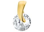 KettenanhäNger Amor "SolitäR-Optik", Gold (Gelbgoldfarben, Kristallweiß, Kristallweiß), SchmuckanhäNger, Damen, Gelbgold 585, 0,81 G, KettenanhäNger, Mit Zirkonia (Synth.)