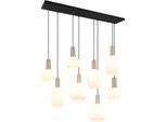 Trio Leuchten Pendelleuchte "Diva, E27 HäNgelampe 8-Flammig Mit Glasschirm, Exkl 8Xe27 Max 10W", Braun (Messing Matt), 8, H: 150Cm, 1 Stk., Leuchten, HöHenverstellbar Bis Max 150Cm HäNgeleuchte 120X32 Cm Wohnzimmer KüChe, Pendelleuchte