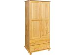 Kleiderschrank MÖBilia "Chur", Beige (Natur), B:82Cm H:177Cm T:52Cm, Massivholz, SchräNke, Kleiderschrank, Aus Massivholz Kiefer
