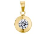 Runder AnhäNger Amor "SolitäR-Optik", Gold (Gelbgoldfarben, Kristallweiß, Kristallweiß), SchmuckanhäNger, Damen, Gelbgold 585, 0,6 G, Mit Zirkonia (Synth.)