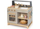 SpielküChe Musterkind "Prunus, Warmgrau/Natur", Grau (Warmgrau, Natur), SpielküChen, Kinderb:62Cm H:67Cm T:46Cm, Holz, B:62Cm H:67Cm T:46Cm