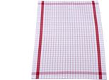 Geschirrtuch Ross "Exclusiv", Rot, B:50Cm L:70Cm, 50% Baumwolle, 50% Leinen, GeschirrtüCher, Geschirrtuch, Karofond, 50% Baumwolle, 50% Leinen, 50X70 Cm