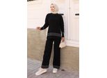 Stripe Detailed Strickwaren Anzug Schwarz