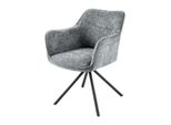 Riess-Ambiente Stuhl Verona - Grau Strukturstoff Mit Armlehne Metallbeine Schwarz Drehbar