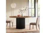 Tribesigns Esstisch Rund, 120cm Esstisch Schwarz für 4 Personen, Esszimmertisch Mit Stabilem Metallgestell, Moderne Esszimmermöbel (Braun + Schwarz)