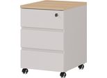 Rollcontainer Germania "Gw-Lissabon Rollcontainer", Kaschmir, Lindberg, Eiche, Nachbildung, B:41Cm H:60Cm T:50Cm, Holzwerkstoff, Rollwagen, Rollcontainer, Selbsteinzug Der Schubladen