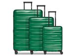 Kofferset Bergpfeil "Travel 4-Rollen Kofferset 3-Tlg. Mit Dehnfalte", Herren, GrüN (Gruen), Polypropylen, Koffer-Sets