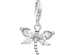 Charm-EinhäNger Thomas Sabo "Charm-AnhäNger Libelle", Bunt (Silberfarben, Weiß, Weiß), Charms, Damen, Silber 925 (Recycelt), Mit Zirkonia (Synth.)
