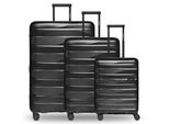 Kofferset Bergpfeil "Travel 4-Rollen Kofferset 3-Tlg. Mit Dehnfalte", Herren, Schwarz, Polypropylen, Koffer-Sets