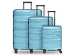 Kofferset Bergpfeil "Travel 4-Rollen Kofferset 3-Tlg. Mit Dehnfalte", Herren, Blau (Hellblau), Polypropylen, Koffer-Sets