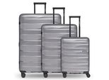 Kofferset Bergpfeil "Travel 4-Rollen Kofferset 3-Tlg. Mit Dehnfalte", Herren, Silber (Silberfarben), Polypropylen, Koffer-Sets