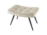 Riess-Ambiente Hocker Scandinavia - Modern Champagner Greige Bouclé Schwarze Metallbeine FußHocker