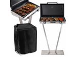 KALORIK Elektrogrill inkl. Abdeckung Edelstahl Gartengrill Barbecue-Grill Standgrill 2500W – XXL-Grillplatte 2 Zonen 58 cm IPX4