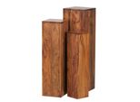 Wohnling WL1.566 Beistelltisch (3Er Set) Massiv-Holz Sheesham 24 Cm X 24 Cm X 85 Cm