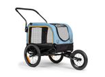 Vario Hundefahrradanhänger - Blau Schwarz - 2-in-1 Hundebuggy - Faltbar - Hundeanhänger - Für Hunde bis 30kg