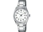 Quarzuhr, Silber (Edelstahlfarben, Weiß, Schwarz), Casio Timeless Collection, Armbanduhren, Damen, Quarzuhr, Armbanduhr, Damenuhr, Analog, Datum, Edelstahlarmband
