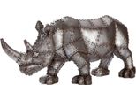 Skulptur Gilde "Figur Nashorn Rhino", Grau, B:52Cm H:24Cm T:16Cm, Kunstharz, Dekofiguren