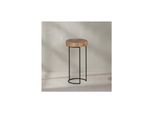 Kadima Design Beistelltisch Indi Massivholz: Baumstamm-Tischplatte, Metallgestell, Landhausstil, Handgefertigt
