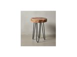 Kadima Design Beistelltisch Balu Massivholz: Metallbeine, Baumstammoptik, Robust, Pflegeleicht