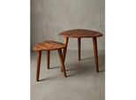 Kadima Design Rustikales Sheesham Holz Beistelltisch Set, 2 StüCk, Landhausstil, Stabil