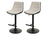 2Er-Set Barhocker MCW-L85, Barstuhl Tresenhocker Drehhocker, HöHenverstellbar Mit Lehne Kunstleder ~ Creme-Beige