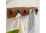 Kadima Design Wandgarderobe, Akazien-Massivholz & Metall, Naturkante, 60X17X9 Cm