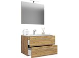 Waschtisch Vcm "3-Tlg. Waschplatz Waschtisch Badinos Schublade Sp", Braun (Honig, Eiche), B:60Cm T:46Cm, Waschtische, Waschtisch