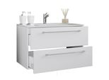 Waschtisch Vcm "2-Tlg. Waschplatz Waschtisch Badinos 2 Schublade", Weiß, B:80Cm T:46Cm, Waschtische, Waschtisch