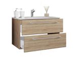 Waschtisch Vcm "2-Tlg. Waschplatz Waschtisch Badinos 2 Schublade", Braun (Sonoma, Eiche), B:80Cm T:46Cm, Waschtische, Waschtisch