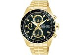 Chronograph Lorus "Sports Solar Chronograph", Goldfarben, Schwarz, Armbanduhren, Herren, Chronograph, Armbanduhr, Solar, Herrenuhr, Edelstahlarmband, Analog, Tag