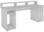 Gamingtisch ByLiving "Fantastic", Weiß (Weiß, Weiß, Weiß), B:180Cm H:93Cm T:65Cm, Tische, Computertisch, Mit Aufsatz, Breite 180 Cm