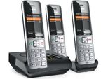 Gigaset COMFORT 500A trio Schnurloses Telefon-Set mit Anrufbeantworter schwarz-silber
