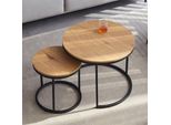 Salon-Tisch - Rund - Holz - Wohnzimmermöbel - Modern - Metallrahmen - braun