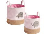 Aufbewahrungskorb zeller Present "Elefant", Rosa, B:25Cm H:25Cm Ø:25Cm, Polyester, Aufbewahrungsboxen, Niedliches Elefanten Tiermotiv
