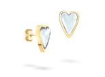 Paar Ohrstecker Liebeskind Berlin "Schmuck Geschenk Edelstahl Ohrringe Glass Heart", Gelbgoldfarben, Transparent, Transparent, Ohrringe, Damen, Edelstahl, Mit Glasstein