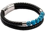 Armband Firetti "Schmuck Geschenk Armschmuck Armkette Edelstein Perlen, Onesize", Bunt (Silberfarben, Schwarz, TüRkis, TüRkis), ArmbäNder, Damen, 19Cm, Edelstahl Leder, Edelstahl, Leder, Armband, Made In Germany - Mit Howlith Oder TüRkis (Beh.)