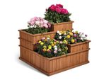 Needs&Wants® Multi Hochbeet Mit 4 PflanzkäSten Quadratisch Aus Holz FüR Garten Balkon Terrasse, 4Er Pflanzbeet Blumenbeet Niedrig Mit Folie, 81 X 81 X 61 Cm, Braun
