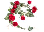 Kunstblume BOTANIC-HAUS "Rosengirlande Dijon", Rot, B:10Cm H:10Cm T:140Cm Ø:10Cm, Kunststoff, Kunstpflanzen