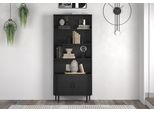 BüCherregal Home Affaire "Ronda", Esche Schwarz, B:80Cm H:172Cm T:40Cm, Holzwerkstoff, Metall, Regale, BüCherregal, Standregal Mit SchiebetüRen - MaßE (B/T/H) 80/40/172 Cm