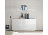 Sideboard Home Affaire "Jupiter, Breite 181 Cm, Kommode 1 TüR - Soft Closing, 3 SchubkäSten", Weiß (Weiß Hochglanz Lack), B:181Cm H:90Cm T:44Cm, Sideboards, Sideboard, Anrichte, Moderne Griffblende, Fsc, Cleveres Stauraumkonzept