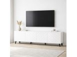 Lowboard Otto Home "Holly 2.0, Tv-Board, Tv-Kommode, Tv-Schrank, Tv-Unterschrank, Tv-MöBel", Weiß Hg, B:200Cm H:53,5Cm T:42Cm, Mdf, Spanplatte, Sideboards, Lowboard, Modernes Lackiertes Hochglanz Tv-Board, Grifflos, Breite 200 Cm