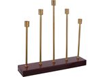 Kerzenhalter Kayoom "Kerzenhalter Art Deco 525", Gold (Bordeaux), B:9Cm H:40Cm T:40Cm Ø:0Cm, Metall, Kerzenhalter, Kerzenhalter